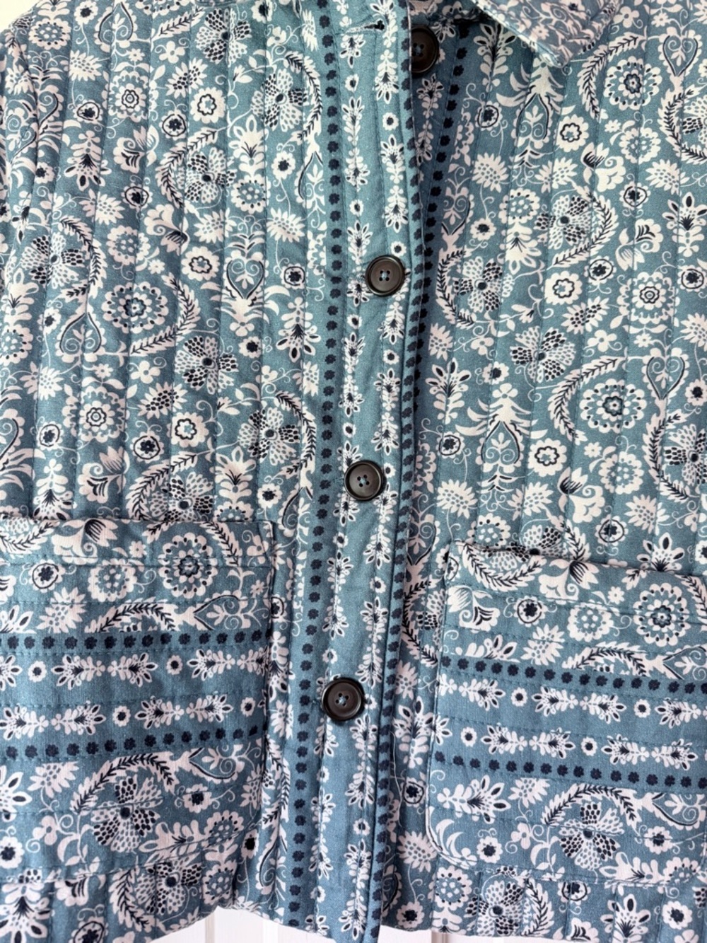 Boden Blue-White Quilted Paisley Jacket - Picture 3 of 7